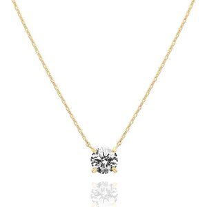 💫 Women Yellow Cubic Zirconia Choker Necklace 14K Crystal Solitaire Jewelry